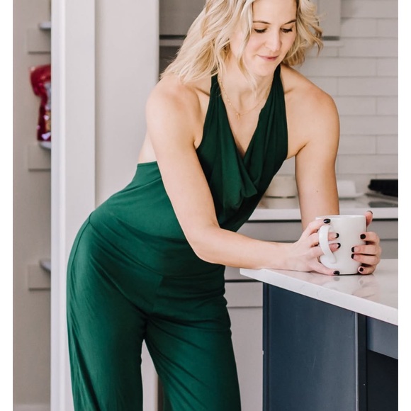 Chic Forest Green Halter Jumpsuit - Picture 1 of 1